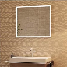   Hansgrohe Xarita E szögletes fali tükör 80x70 cm infravörös érzékelővel és LED világítással, matt fehér 54996700