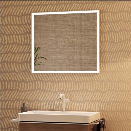Hansgrohe Xarita E szögletes fali tükör 80x70 cm infravörös érzékelővel és LED világítással, matt fehér 54996700