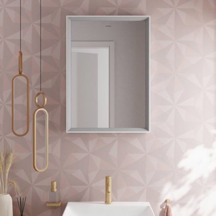 Hansgrohe Xarita E szögletes fali tükör 50x70 cm infravörös érzékelővel és LED világítással, matt fehér 54998700