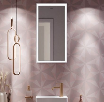 Hansgrohe Xarita E szögletes fali tükör 36x70 cm infravörös érzékelővel és LED világítással, matt fehér 54999700