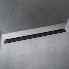   Hansgrohe RainDrain Match Zuhanylefolyó 80 cm, állítható magasságú kerettel, matt fekete 56038670