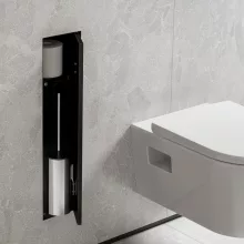   Hansgrohe XtraStoris Rock falba süllyesztett WC kefe és papír tartó, matt fekete 56060670