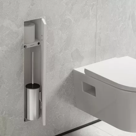 Hansgrohe XtraStoris Rock falba süllyesztett WC kefe és papír tartó, matt fehér 56060700
