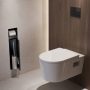 Hansgrohe XtraStoris Rock falba süllyeszthető WC kefe és papír tartó, csempézhető ajtóval, matt fekete 56062670