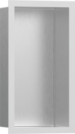 Hansgrohe XtraStoris Individual Falfülke szálcsiszolt rozsdamentes acél felülettel, design kerettel 30 x 15 x 10 cm matt fehér 56094700