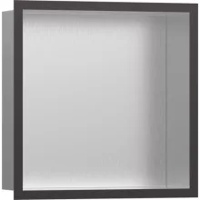   Hansgrohe XtraStoris Individual Falfülke szálcsiszolt rozsdamentes acél felülettel, design kerettel 30 x 30 x 10 cm szálcsiszolt fekete króm 56097340