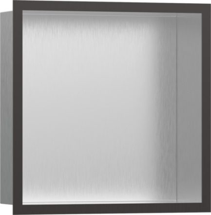 Hansgrohe XtraStoris Individual Falfülke szálcsiszolt rozsdamentes acél felülettel, design kerettel 30 x 30 x 10 cm szálcsiszolt fekete króm 56097340