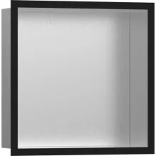   Hansgrohe XtraStoris Individual Falfülke szálcsiszolt rozsdamentes acél felülettel, design kerettel 30 x 30 x 10 cm matt fekete 56097670