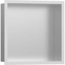   Hansgrohe XtraStoris Individual Falfülke szálcsiszolt rozsdamentes acél felülettel, design kerettel 30 x 30 x 10 cm matt fehér 56097700