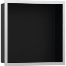  Hansgrohe XtraStoris Individual Falfülke matt fekete színben, design kerettel 30 x 30 x 10 cm rozsdamentes acél hatású 56098800