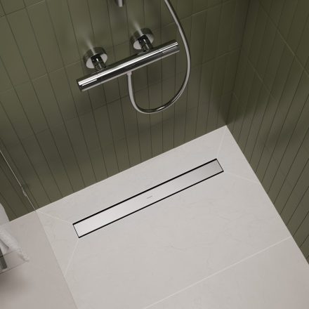 Hansgrohe RainDrain Go zuhanylefolyó 700 csempézhető hátsó burkolat standard/lapos beépítéshez, rozsdamentes acél 56272800