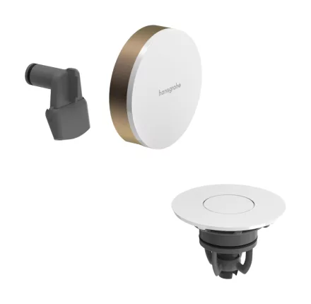 Hansgrohe Exafill push-open kád le- és túlfolyó színkészlet kádtöltővel, magasfényű fehér/szálcsiszolt bronz 58119140