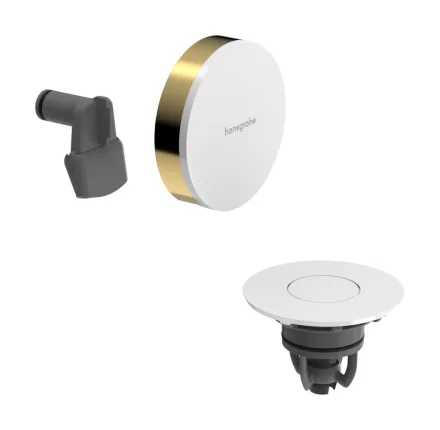 Hansgrohe Exafill push-open kád le- és túlfolyó színkészlet kádtöltővel, magasfényű fehér/polírozott arany hatású 58119990