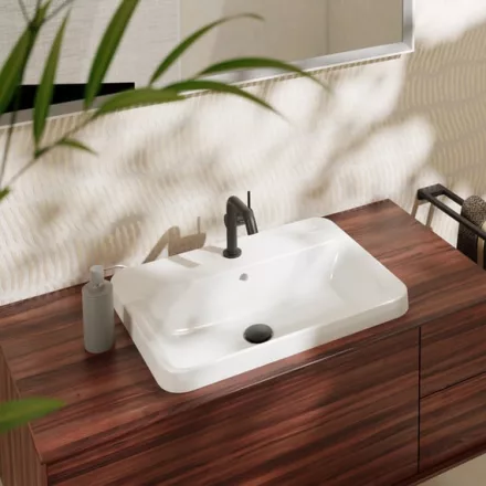 Hansgrohe Xuniva Q Pultba süllyesztett mosdókagyló 55x45 csapfurattal és túlfolyóval, fehér 60162450