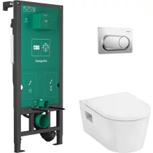 Hansgrohe EluPura Original S WC-szett öblítőrendszerrel, WC-ülőkével és króm nyomólappal, fehér