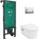 Hansgrohe EluPura Original S WC-szett öblítőrendszerrel, WC-ülőkével és króm nyomólappal, fehér