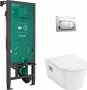 Hansgrohe EluPura Original S WC-szett öblítőrendszerrel, WC-ülőkével és króm nyomólappal, fehér