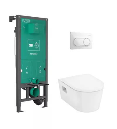 Hansgrohe EluPura Original S beépíthető WC szett fehér nyomólappal és WC ülőkével