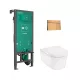 Hansgrohe EluPura S WC-szett falsík alatti öblítőrendszerrel és szálcsiszolt bronz nyomólappal, fehér