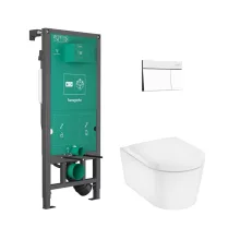 Hansgrohe EluPura S WC-szett matt fehér nyomólappal teljes nézet
