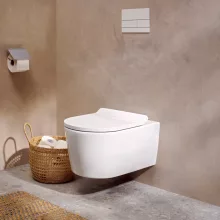  Hansgrohe EluPura S fali kerámia WC csésze AquaHelix Flush öblítéssel és SoftClose WC-ülőkével, fehér 60344450