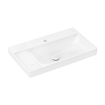 Hansgrohe Xelu Q Pultra ültetett mosdótál bal oldali szegéllyel 80x48 két csaplyukkal túlfolyó nélkül, SmartClean 61034450