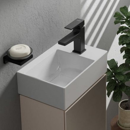 Hansgrohe Xevolos E jobbos kerámia mosdó 36x25 cm csaplyukkal és túlfolyó nélkül, SmartClean, jobbos/fehér 61086450