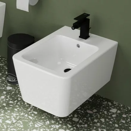 Hansgrohe EluPura Q fali kerámia bidé csapfurattal és túlfolyóval SmartClean, fehér 61170450