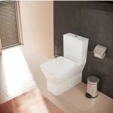   Hansgrohe EluPura Original Q padlón álló szögletes kerámia WC csésze vario kifolyással, SmartClean, fehér 61177450