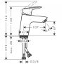 Hansgrohe Logis 70 egykaros mosdó csaptelep, Push-Open lefolyógarnitúrával, matt fekete 71077670