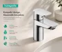Hansgrohe Neovis Q egykaros mosdócsaptelep 70 push-open lefolyógarnitúrával, króm kivitelben.