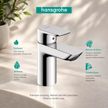 Hansgrohe Neovis Q 100 egykaros mosdócsaptelep push-open lefolyógarnitúrával, króm 71348000