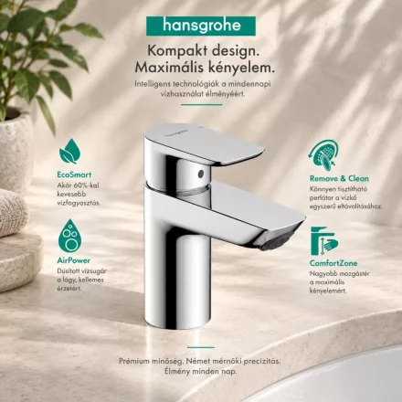 Hansgrohe Neovis Q 100 egykaros mosdócsaptelep lefolyógarnitúra nélkül, króm 71349000