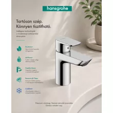 Hansgrohe Neovis Q hidegindítású egykaros mosdócsaptelep 100 push-open lefolyógarnitúrával, króm kivitelben.