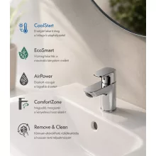 Hansgrohe Neovis Q hidegindítású egykaros mosdócsaptelep 70 fém push-open lefolyógarnitúrával, króm kivitelben.