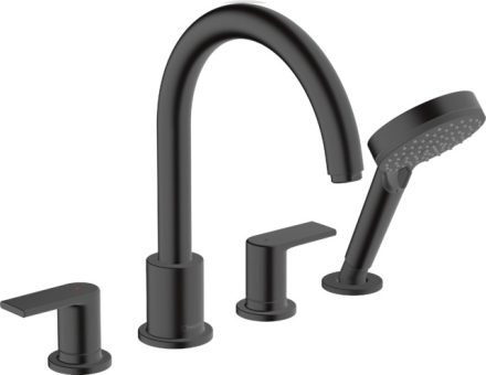 Hansgrohe Vernis Blend 4 lyukú peremre szerelhető kádcsaptelep matt fekete 71456670