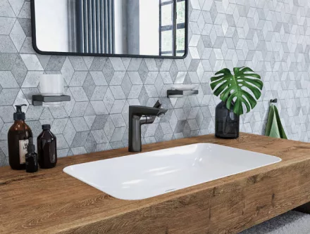 Hansgrohe Talis E 150 szálcsiszolt fekete/króm mosdócsaptelep automata lefolyó-garnitúrával 71754340