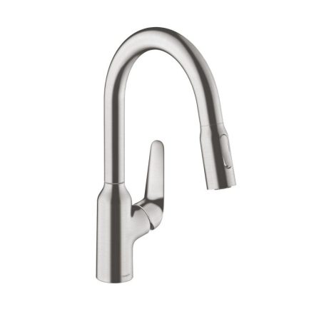 Hansgrohe Focus M42 konyhai csaptelep, kihúzható zuhanyfejjel, rozsdamentes acél hatású 71821800