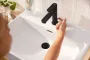 Hansgrohe Rebris S hidegindítású egykaros mosdócsaptelep, EcoSmart+ funkcióval és automata lefolyógarnitúrával, matt fekete 72588670