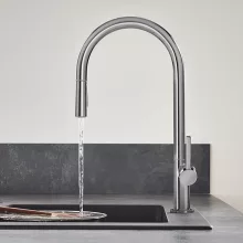   Hansgrohe Talis M54 konyhai csaptelep 210 kihúzható zuhanyfejjel, szálcsiszolt fekete/króm 72800340