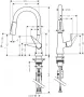 Hansgrohe Talis M51 króm konyhai csaptelep 160, kihúzható zuhanyfejjel 72815000
