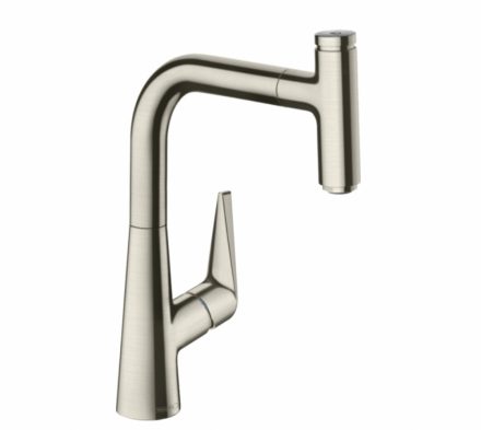 Hansgrohe Talis Select M51 rozsdamentes acél hatású konyhai csaptelep, kihúzható kifolyóval 72822800