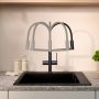 Hansgrohe Talis Select M54 PowderSpray egykaros konyhai csaptelep 3 jet Semi-Pro, szálcsiszolt fekete króm 72861340