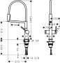 Hansgrohe Talis Select M54 PowderSpray egykaros konyhai csaptelep 3 jet Semi-Pro, rozsdamentes acél hatású /matt fekete 72861800