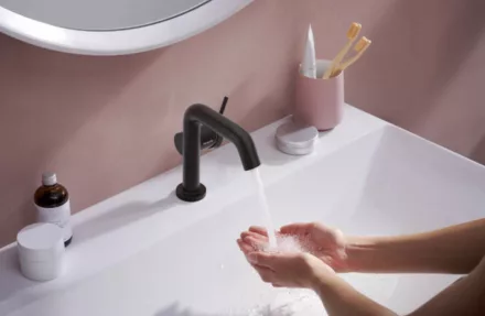 Hansgrohe Tecturis S Fine 110 mosdó csaptelep lefolyógarnitúrával CoolStart matt fekete 73320670 – SzaniterOnline