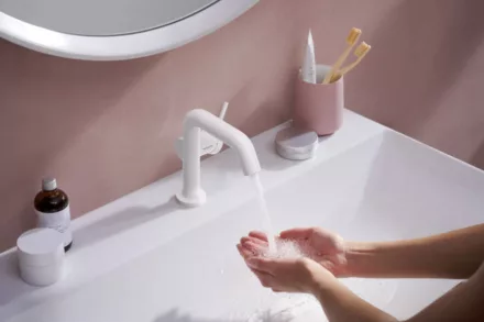 Hansgrohe Tecturis S Fine 110 mosdó csaptelep lefolyógarnitúrával CoolStart matt fehér 73320700 – SzaniterOnline