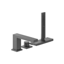 Hansgrohe Tecturis E 3-lyukú kádperemre szerelhető csaptelep sBox szálcsiszolt fekete króm 73443340 – SzaniterOnline