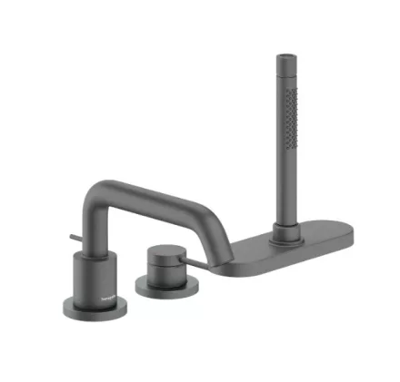 Hansgrohe Tecturis S 3-lyukú kádcsaptelep sBox rendszerrel szálcsiszolt fekete króm 73447340