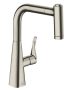 Hansgrohe Metris M71 rozsdamentes acél hatású konyhai csaptelep 220, kihúzható zuhanyfejjel 73800800