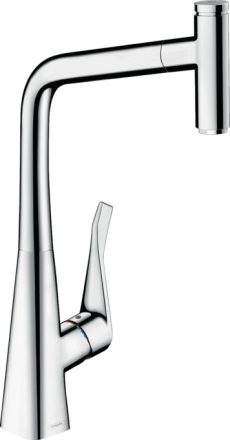 Hansgrohe Metris Select M71 konyhai csaptelep 320 EcoSmart, sBox-szal és kihúzható kifolyóval króm 73807000